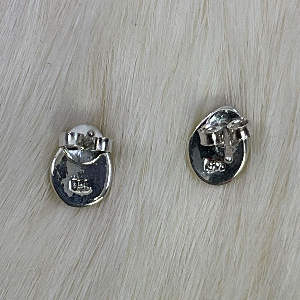 Mona Ann Designs Sterling Silver Turquoise Bear Paw Petite Post Earrings 925 - Picture 7 of 7